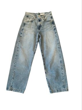 AG Adriano Goldschmied Hattie Barrel Jeans Size 24 High Rise Light Wash Denim